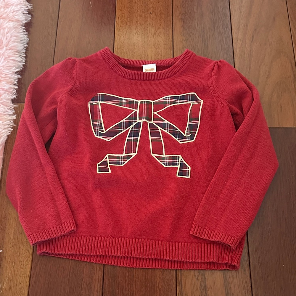 Gymboree Red Plaid Bow Kids Sweater